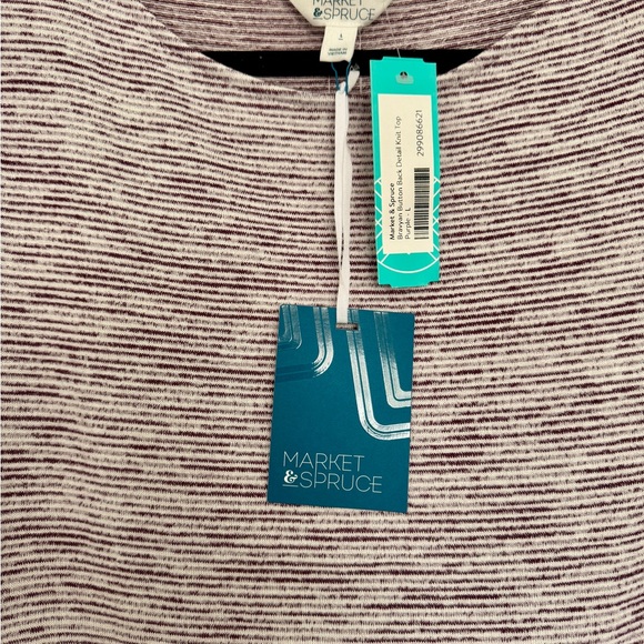 Market & Spruce // Bravyan Button Back Detail Knit Tee (L- Purple/White) *NWTs* - Picture 7 of 9